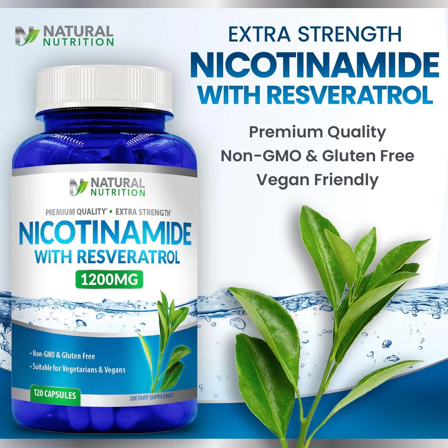 Vitamina B3 Nicotinamida 1200 Mg Con Resveratrol 120 Caps Energia Y Antioxidante