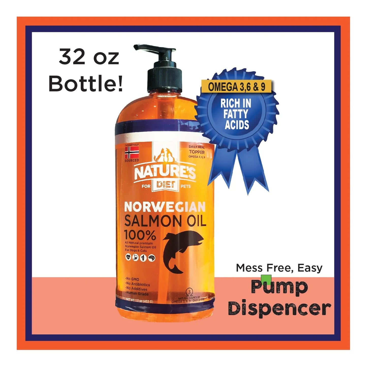 Aceite De Salmón Noruego Para Mascotas 946 Ml Apoyo Articular Piel Y Pelaje