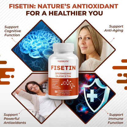 Fisetina 10 En 1 Con Resveratrol Quercetina Espermidina Saúco Suplemento Premium 150 Cápsulas