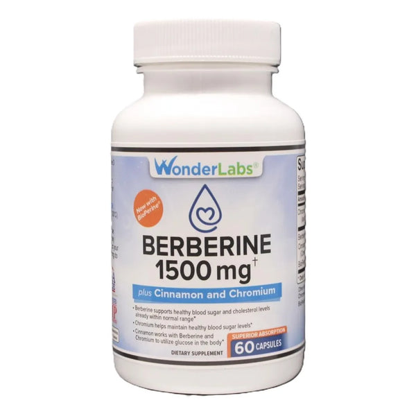 Berberina HCL 1500 Mg Con Canela Cromo Y Bioperina Para Glucosa Y Corazón 60 Cápsulas