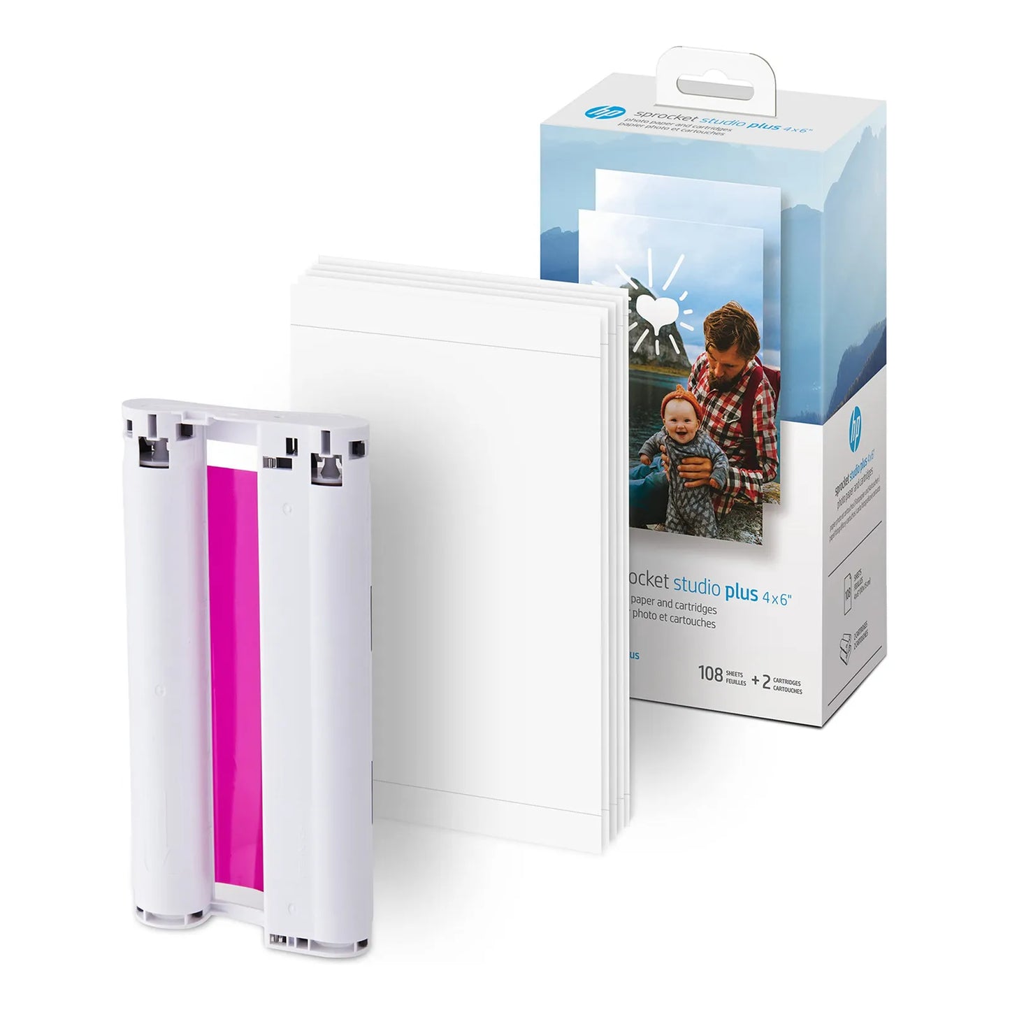 Papel Fotografico 4x6 Pulgadas Y Cartuchos Para Sprocket Studio Plus 108 Hojas Mas 2 Cartuchos