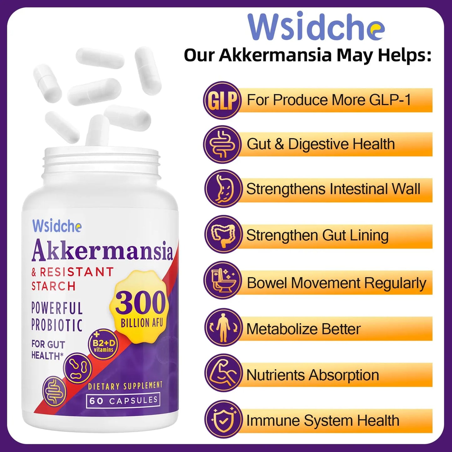 Probiotic 300 Mil Millones AFU Akkermansia Muciniphila Para Digestión Y GLP-1