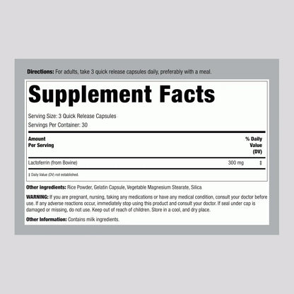 Capsulas De Lactoferrina 300 Mg 90 Unidades Glicoproteina Potente Sin Omg Sin Gluten
