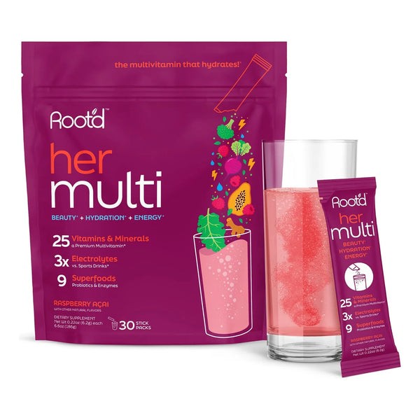 Rootd Multivitamínico En Polvo Para Mujeres 25 Vitaminas Minerales Electrolitos