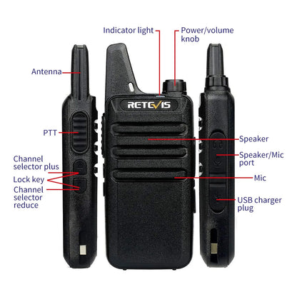 Walkie Talkies Retevis RT22 Largo Alcance Recargables USB C VOX Manos Libres