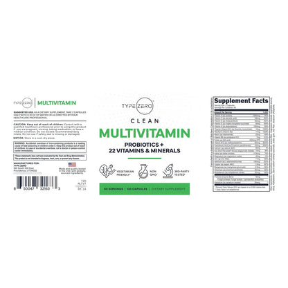 Cápsulas Multivitamínicas 1300 Mg Con Probióticos Y 22 Vitaminas