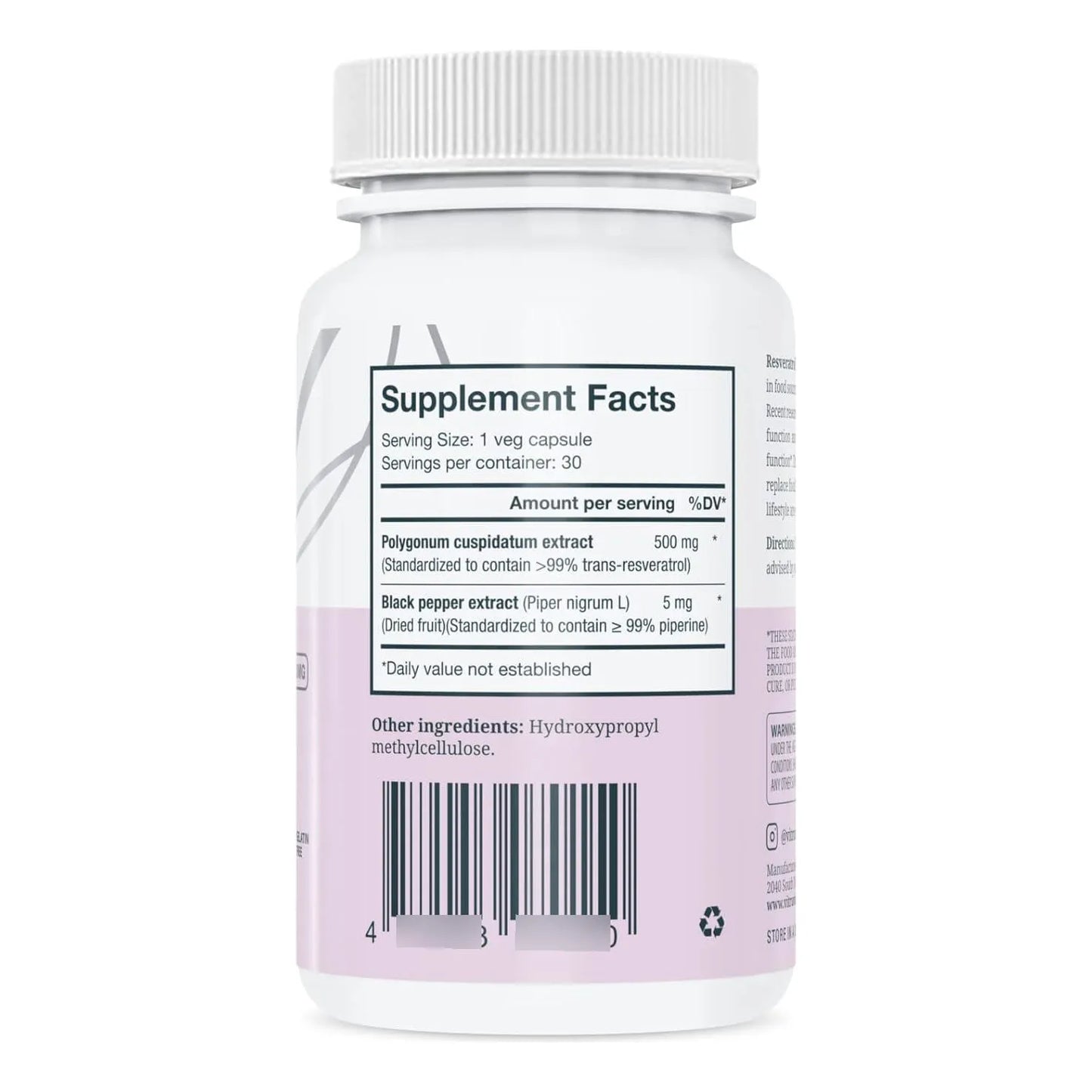 Trans-resveratrol 500 Mg Paquete De 3 Botellas Efecto Antiox