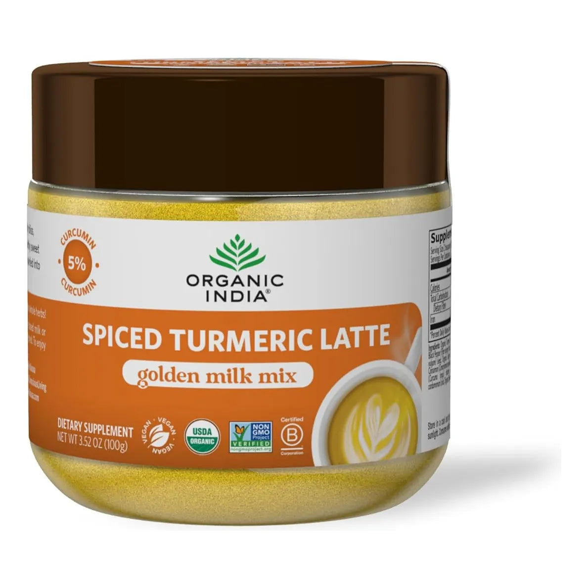 Polvo De Leche De Cúrcuma Especiada Con Jengibre Y Canela Vegano Sin Azúcar