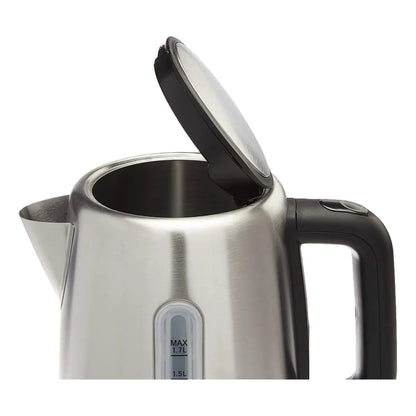 Amazon Basics Hervidor Electrico Rapido 1.7 Litros Negro Plata Para Te Y Cafe