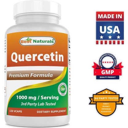 Quercetina 1000 Mg 120 Capsulas Vegetales Best Naturals Paquete Triple