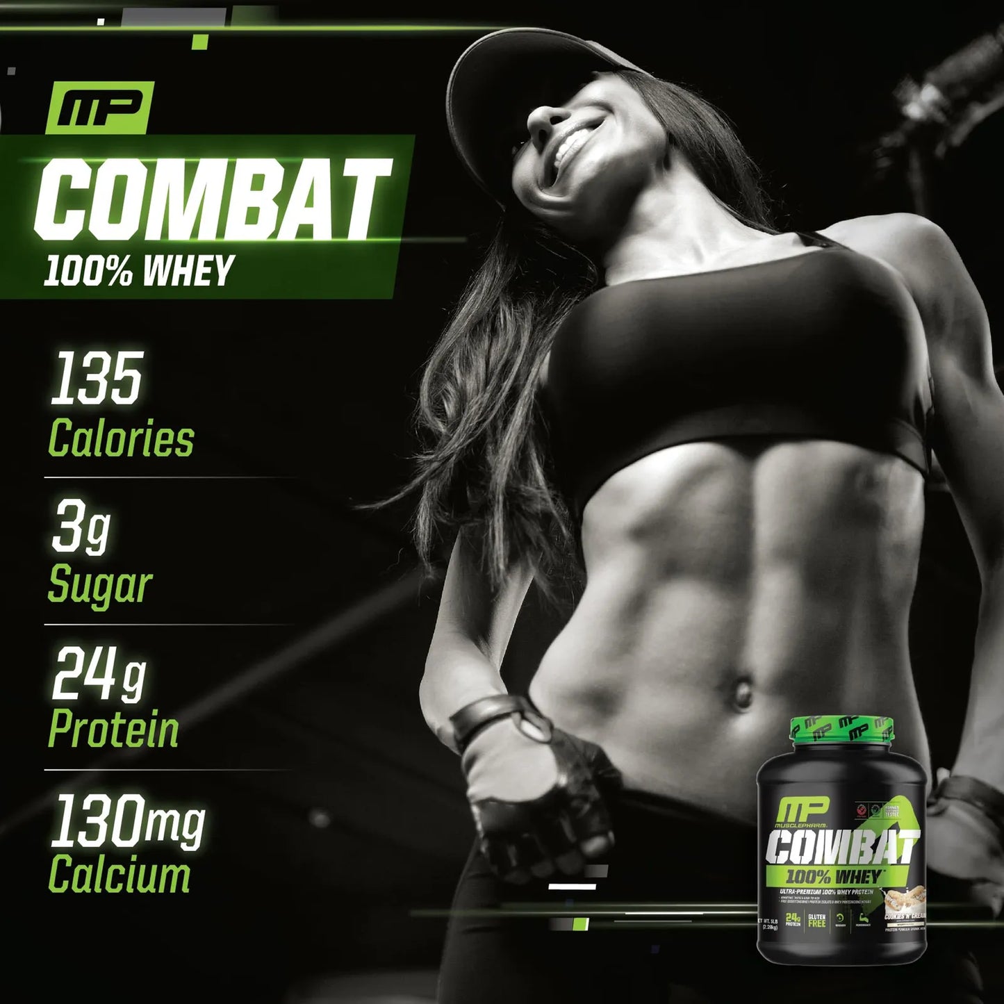 Proteina MusclePharm Combat 100 Whey Sabor Cookies N Cream Para Ganancia Muscular Y Recuperacion Rapida