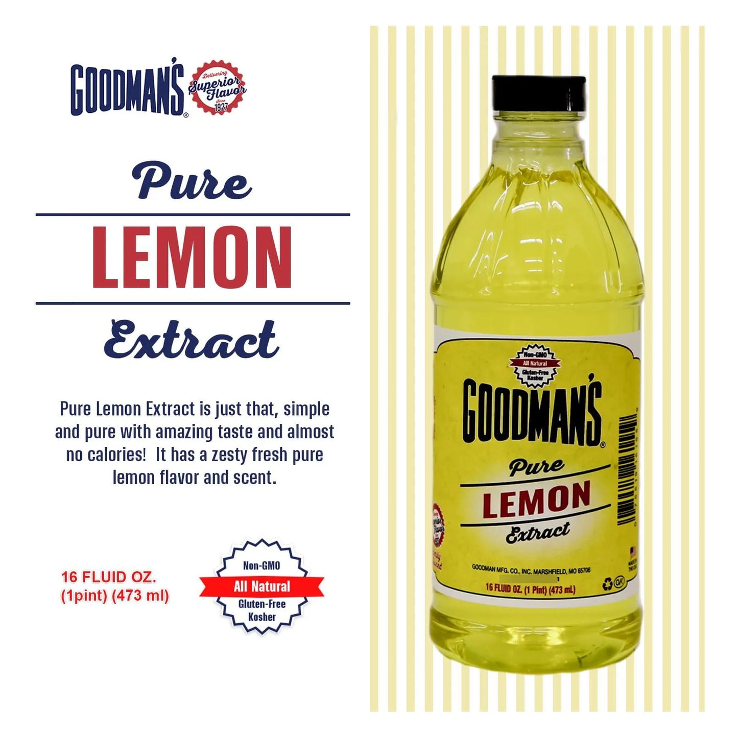 Extracto Puro De Limón Concentrado Goodmans 16 Oz Sin Gluten Y Kosher Para Cocinar