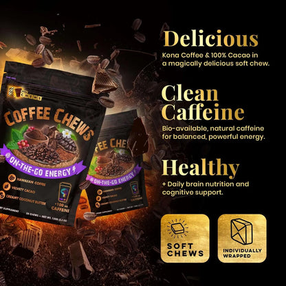 Masticables De Café Energéticos YouChews 100 Mg Cafeína Verde Orgánica