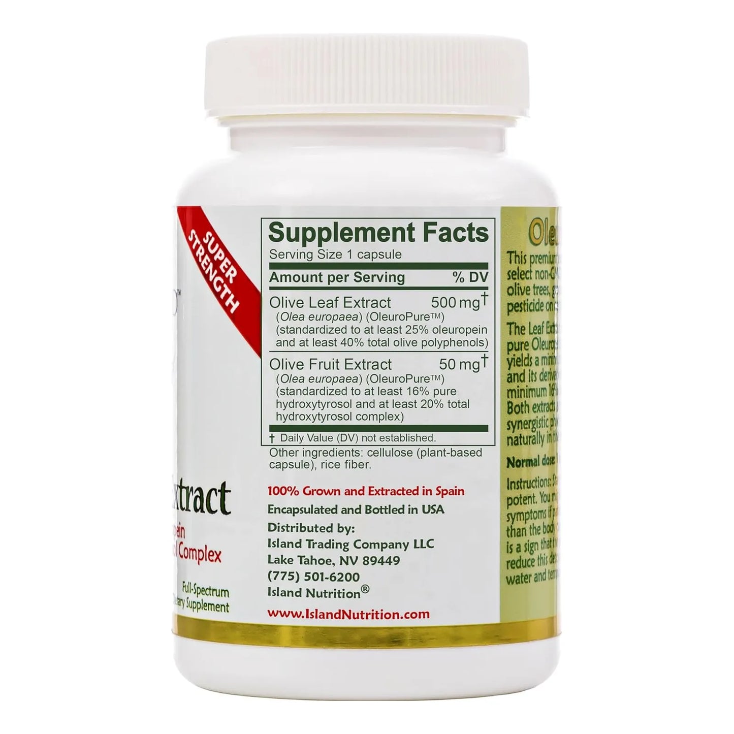 Extracto Hoja De Olivo Europeo 25 Oleuropein 90 Capsulas Island Nutrition