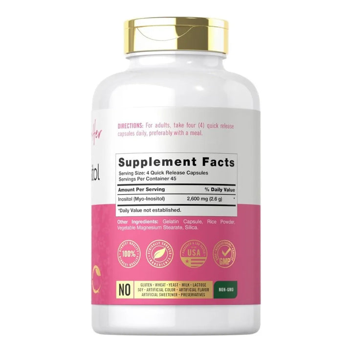 Carlyle Myo-inositol 2600mg 180 Cápsulas Suplemento Natural - Imagen 2