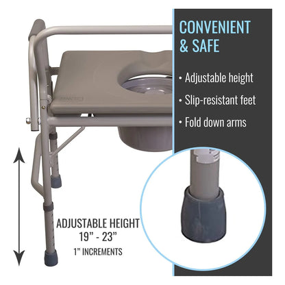 Cómoda Nocturna Inodoro Portátil Asiento Elevado Con Asas Soporte 500 Lbs