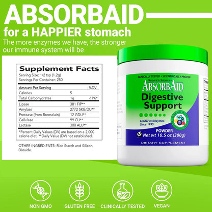 Enzimas Digestivas 300 Gramos Aumenta Absorcion Nutrientes Hasta 71