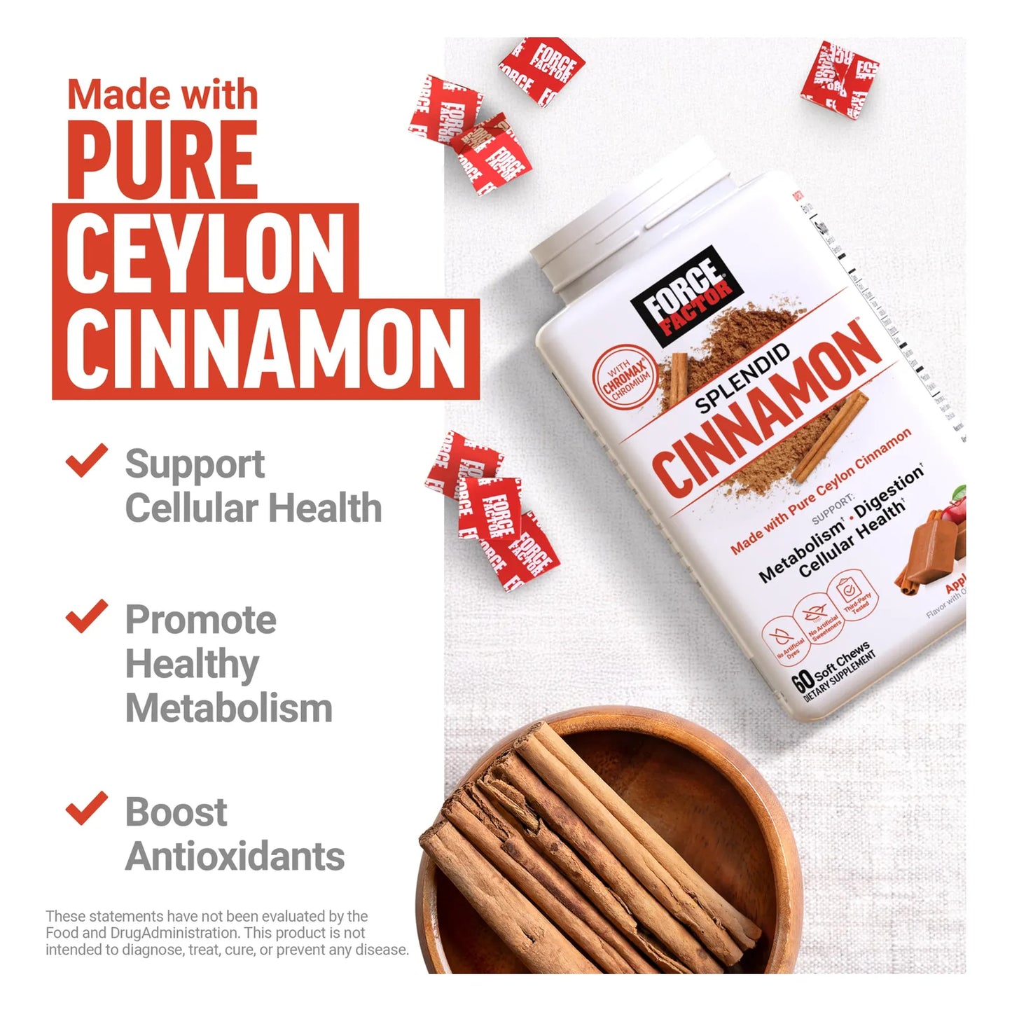 Canela De Ceilán Con Cromo Chromax Para Metabolismo Y Antioxidantes 60 Masticables