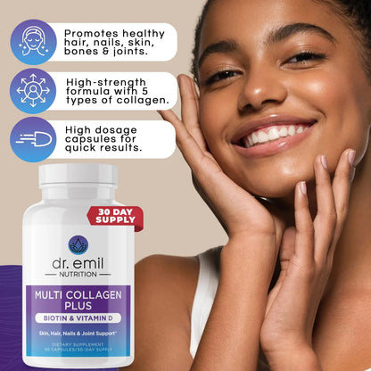 Péptidos De Colágeno Multiacción Con Biotina Y Vitamina D Para Piel Cabello Y Uñas