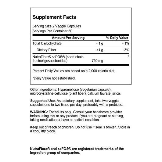 Capsulas Prebioticas Flora Intestinal Salud Digestiva 120 Capsulas Fibra Prebiotica