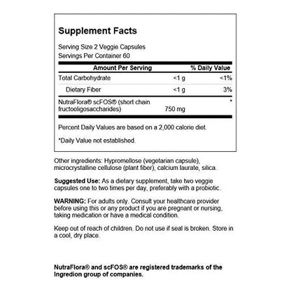 Capsulas Prebioticas Flora Intestinal Salud Digestiva 120 Capsulas Fibra Prebiotica