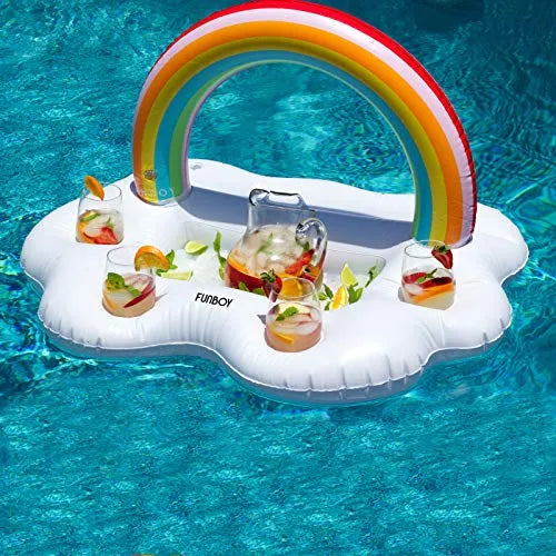 Soporte De Bebida Flotante Inflable Funboy Nube Arcoiris Para Piscina Y Playa
