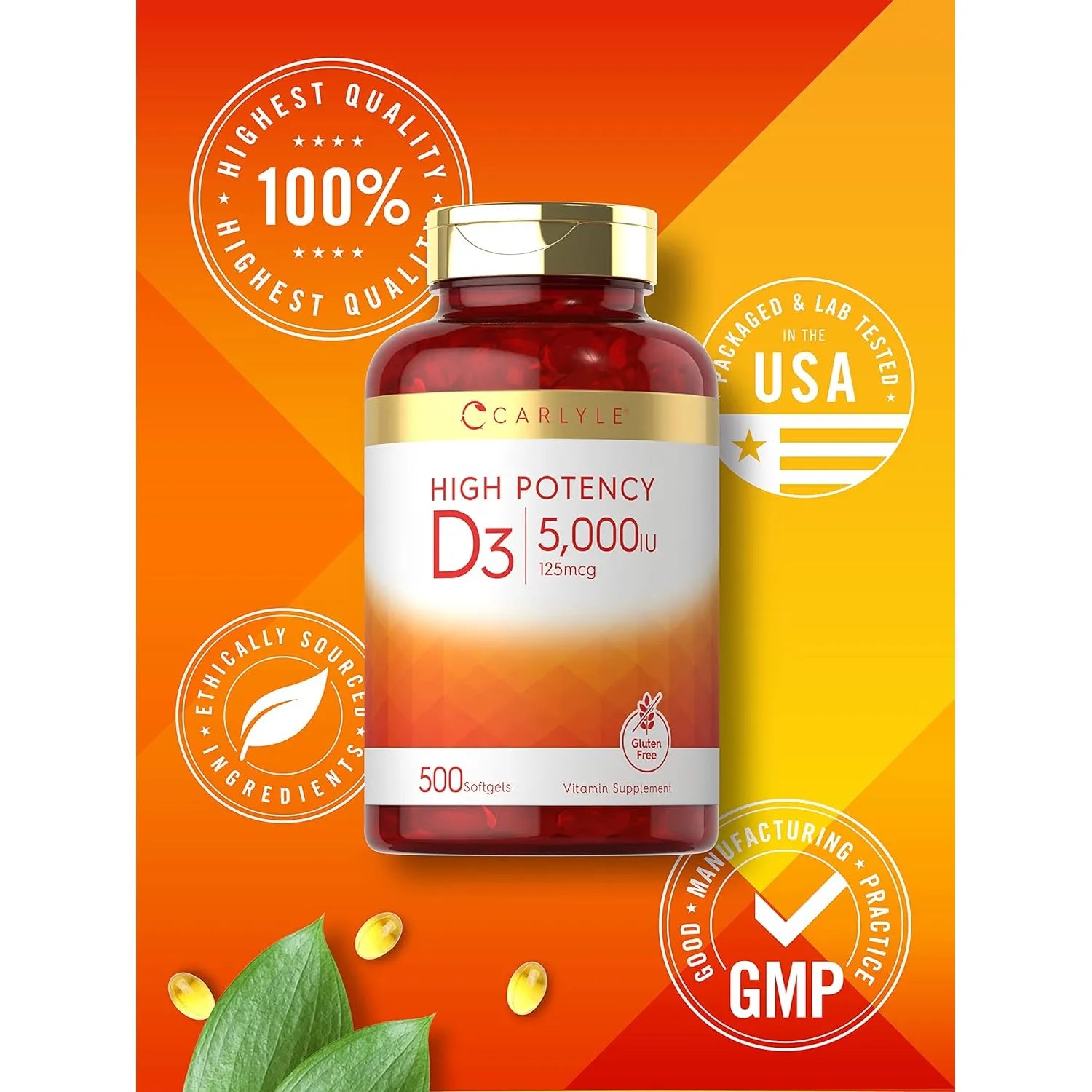 Vitamina D3 5000 Ui Carlyle Cápsulas Blandas Alta Potencia Sin Gluten - Imagen 4