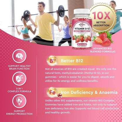 Gomitas Masticables B12 5000 Mcg Metilcobalamina Hierro Vitaminas Energía