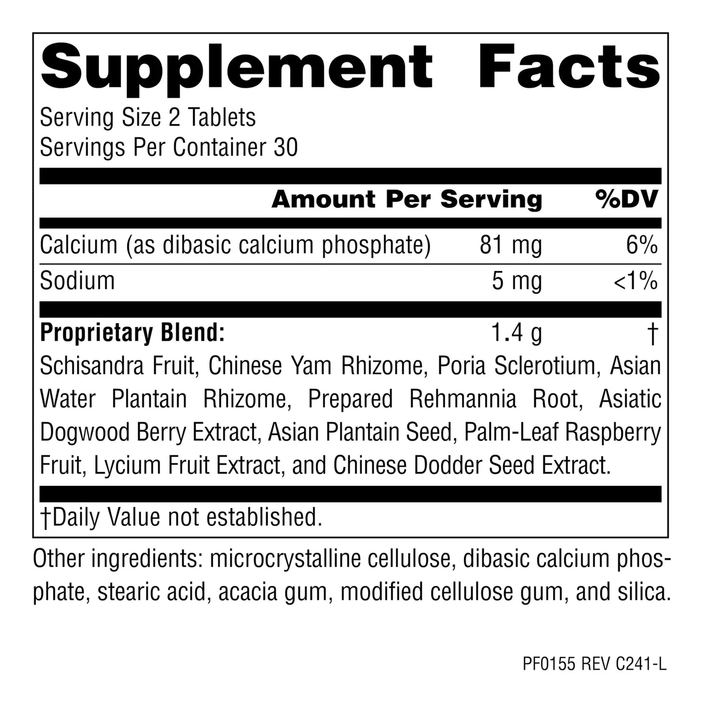 Complejo Suprarrenal Schisandra 710mg Con Rizoma De Ñame Y Poria 60 Tabletas Energía Natural