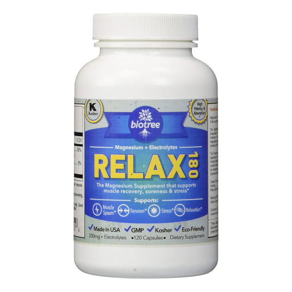 Relax 180 Pack 120 Cápsulas Magnesio Potasio Electrolitos Alivia Dolores Musculares