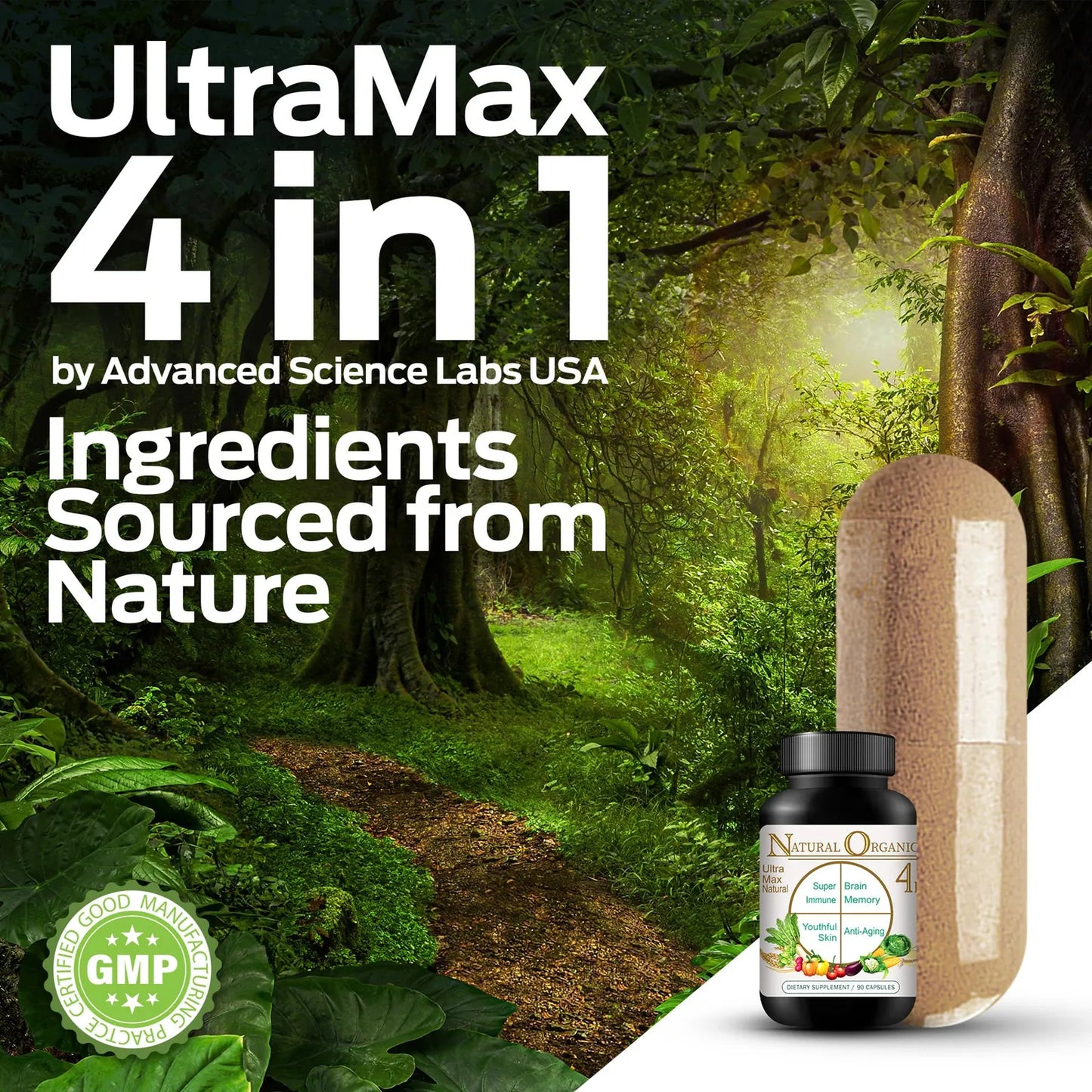 Ultra Max Natural Organic 4 En 1 Suplemento Cerebral Memoria Concentracion Y Antienvejecimiento