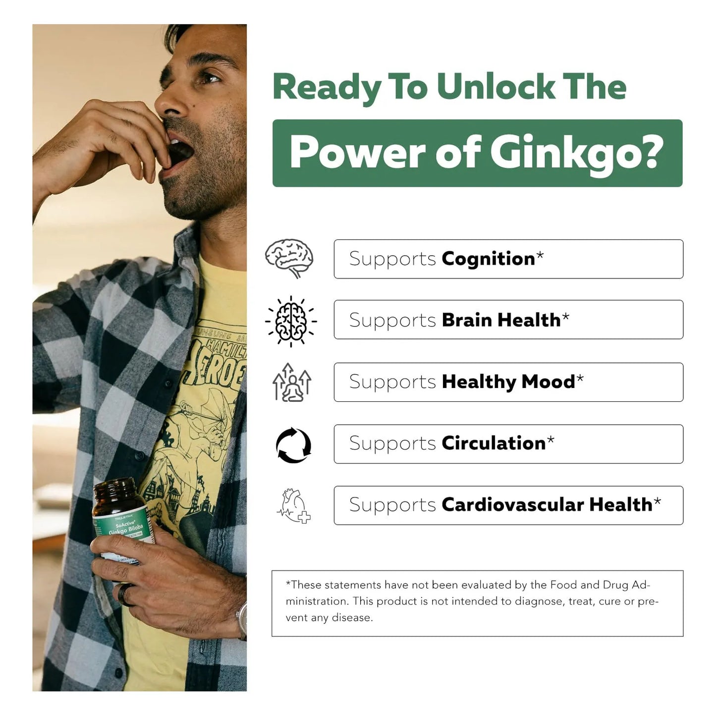 SoActive Ginkgo Biloba Fitosoma 180 Mg 300 Mejor Absorcion Memoria Enfoque