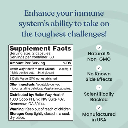 Beta Glucano 100 Mg Puro Refuerzo Inmunologico Clinico Eficaz 60 Capsulas