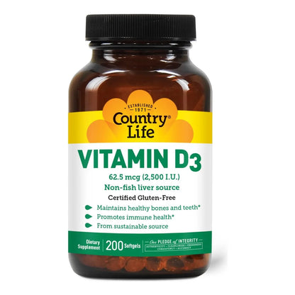 Vitamina D3 2500 Ui 200 Cápsulas Blandas Sin Gluten Importado Ee Uu