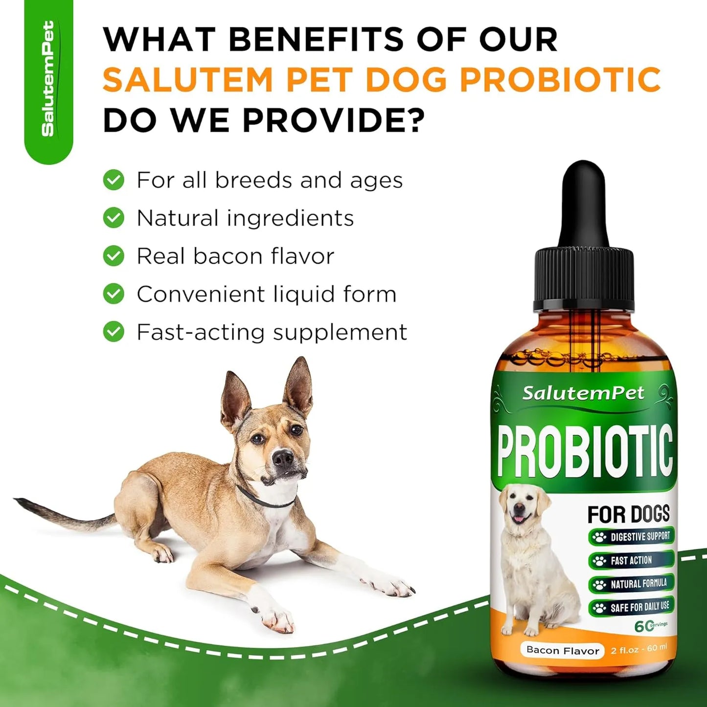 Probióticos Líquidos Para Perros Con Prebióticos Y Enzimas Digestivas 2 Onzas