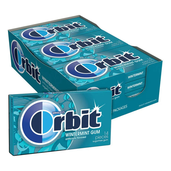 Chicle Orbit Sin Azúcar Wintermint 12 Paquetes X 14 Piezas Frescura Duradera