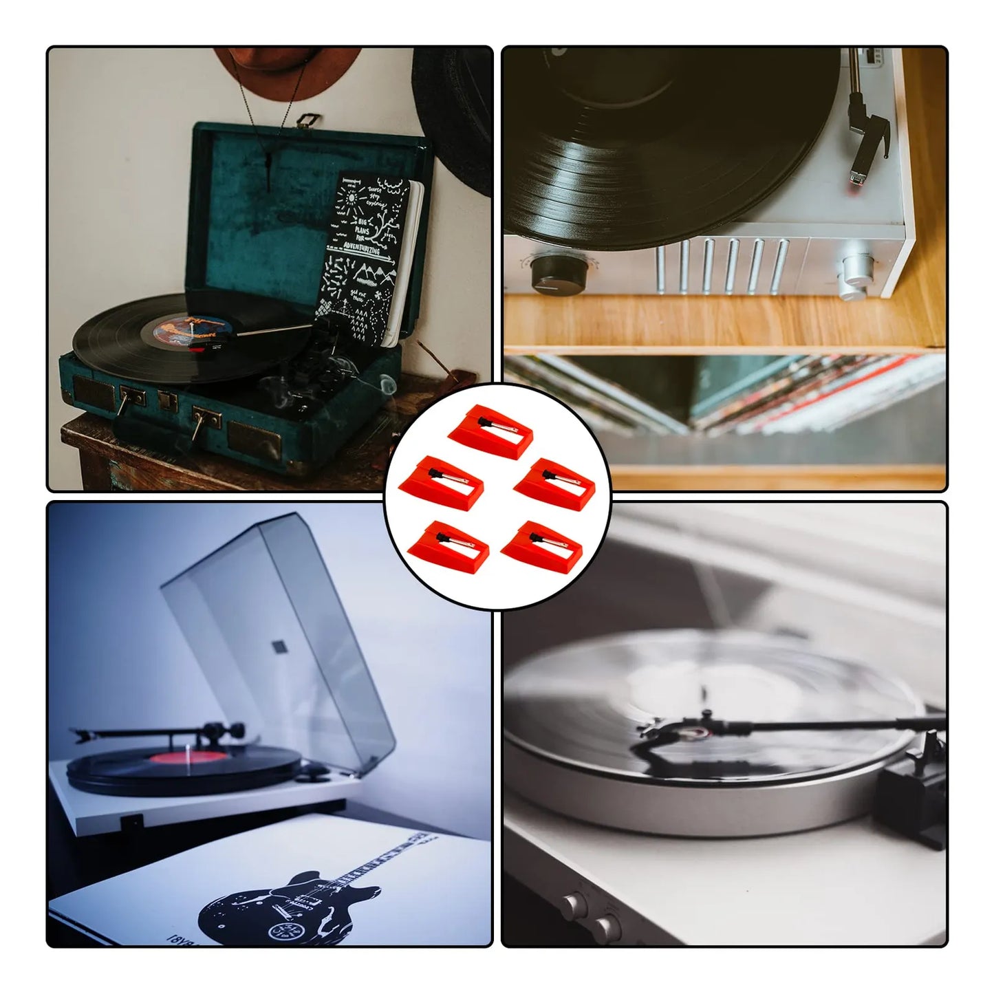 5 Agujas Repuesto Tocadiscos Duraderas Vinilo Color Sonido Premium