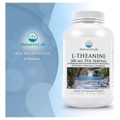 L Teanina 200 Mg NatureS Lab 60 Capsulas Calma Relajacion Enfoque Mental