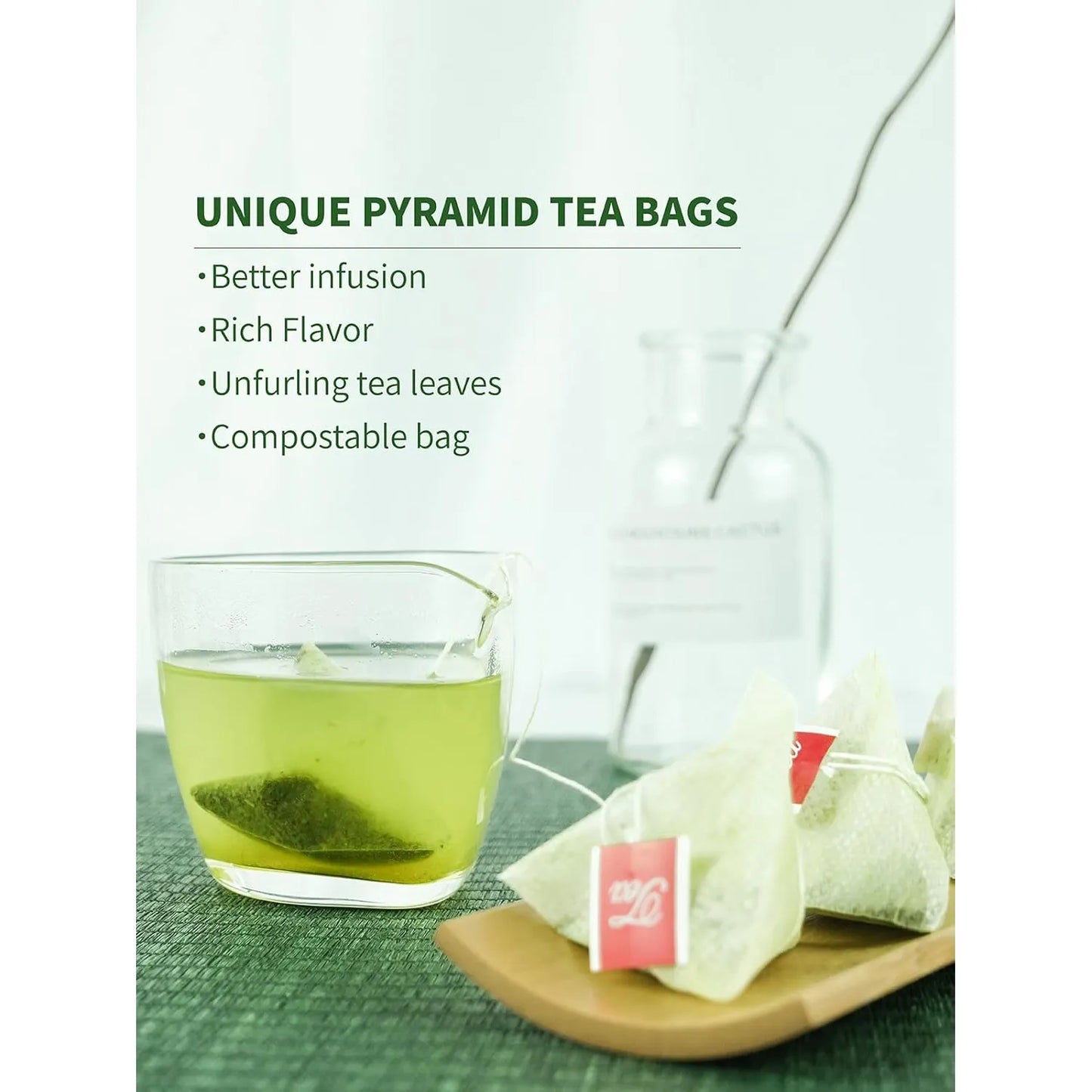 Bolsas De Té Verde Matcha Premium Japonés Con Sencha Antioxidante 100 Unidades