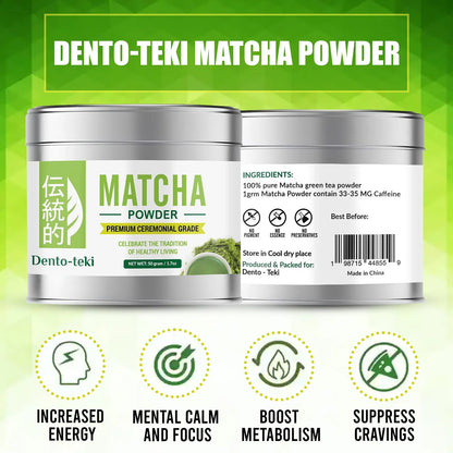 Polvo De Matcha Ceremonial Grado Premium Hojas De Té Verde Puro 1.75 Onzas Lata