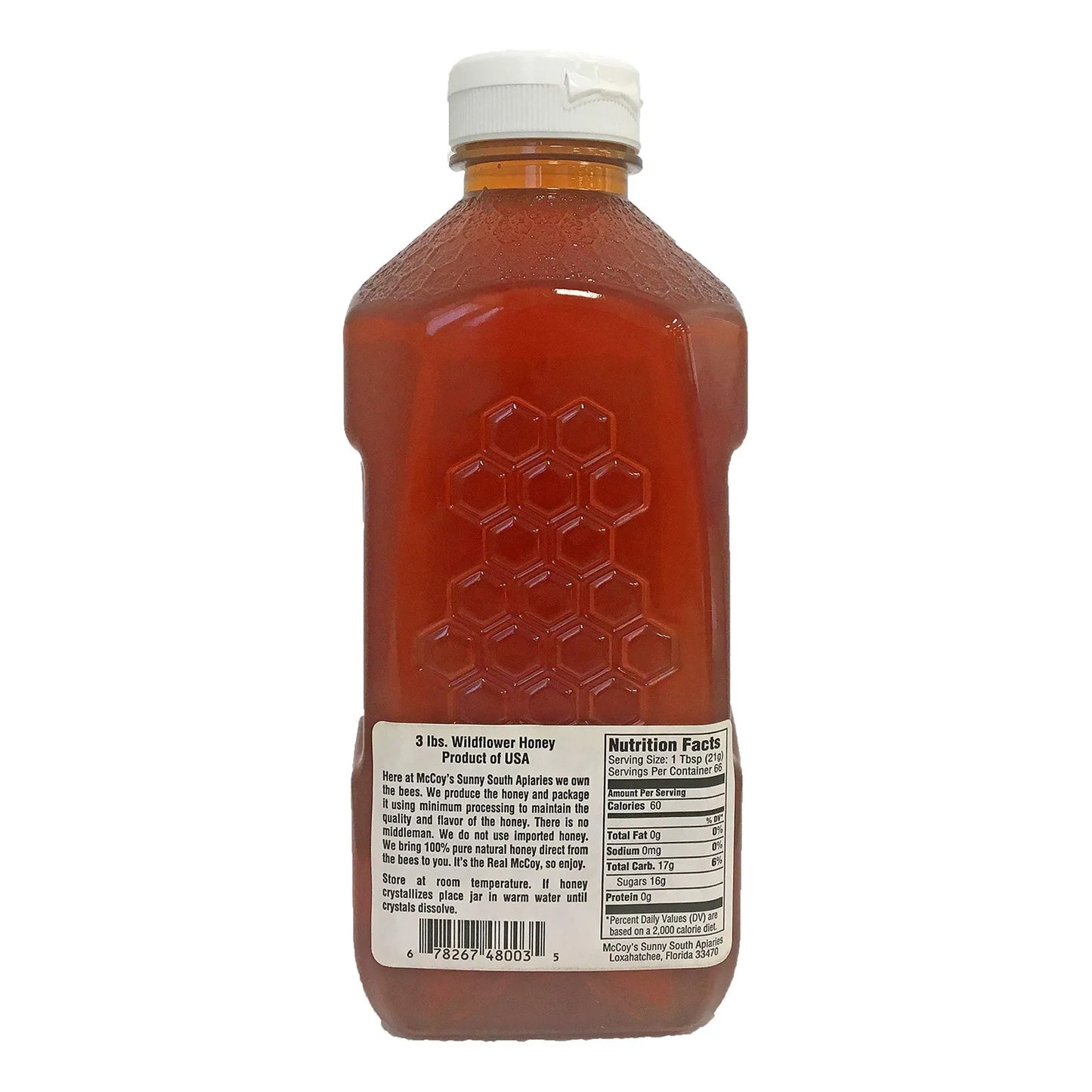 Miel Cruda Pura Natural Sin Filtrar McCoys Honey Florida 3 Libras