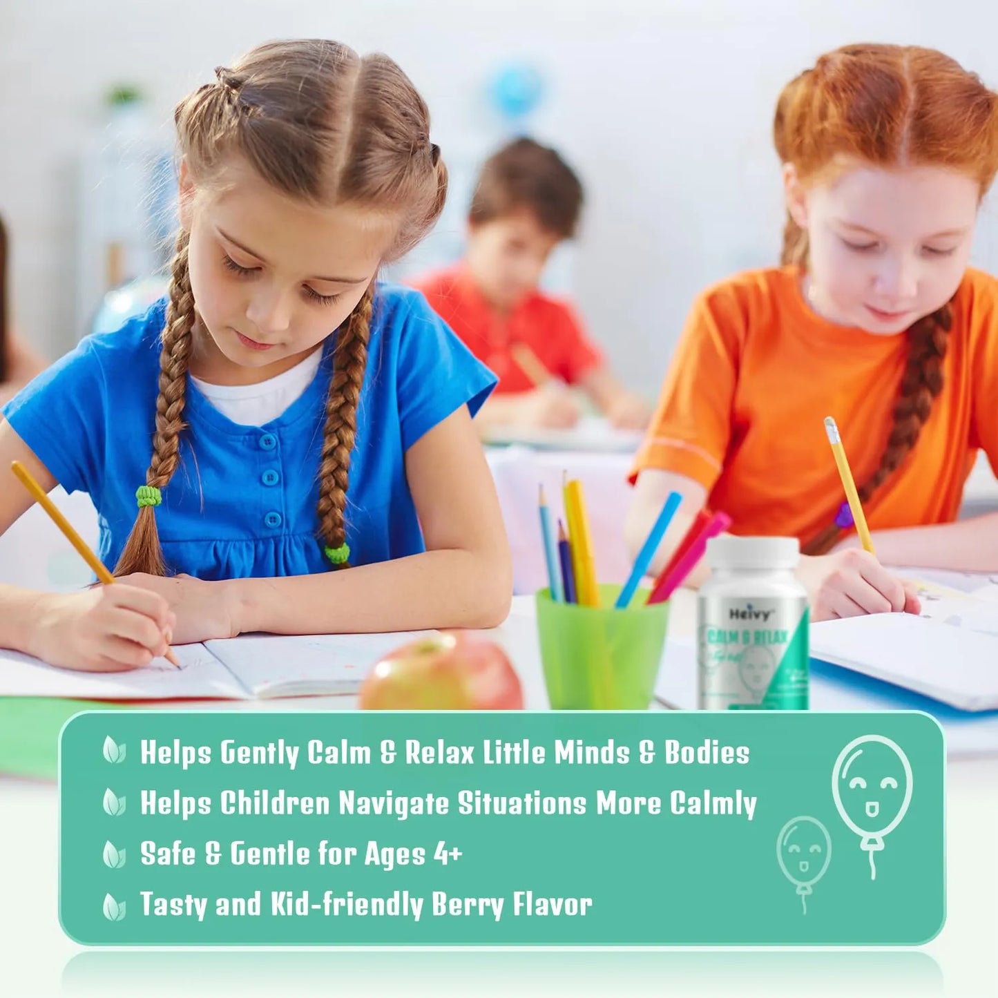 Suplemento Calmante Para Niños Con Glicinato De Magnesio Y Vitamina B6 Sabor A Bayas 60 Tabletas