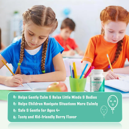 Suplemento Calmante Para Niños Con Glicinato De Magnesio Y Vitamina B6 Sabor A Bayas 60 Tabletas