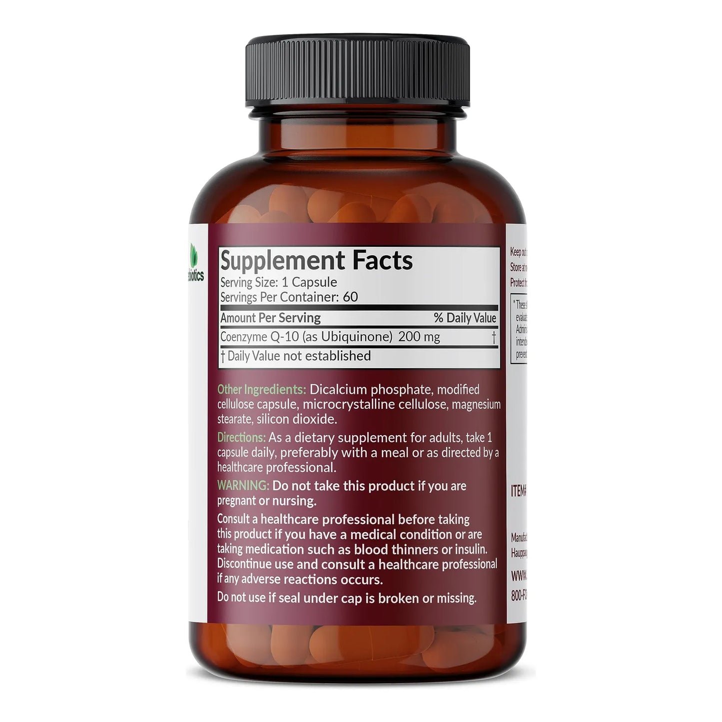 CoQ10 200 Mg Cápsulas Vegetarianas Energía Celular Premium