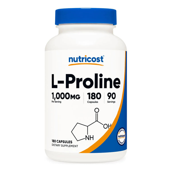 L Prolina 1000 Mg 180 Capsulas 500 Mg Por Capsula Sin Omg Sin Gluten