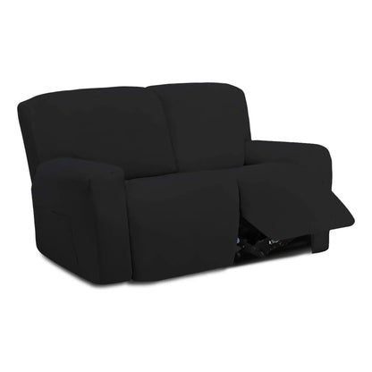 Funda Elastica Microfibra Reclinable 2 Cuerpos 6 Piezas Negra Proteccion Suave Y Lavable