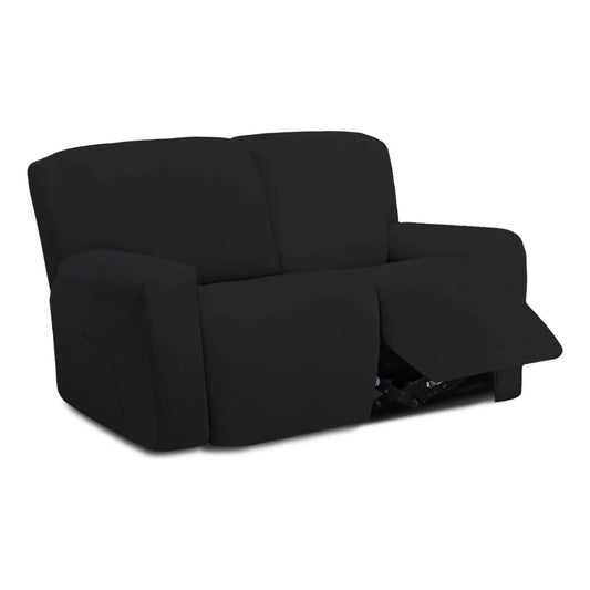 Funda Elastica Microfibra Reclinable 2 Cuerpos 6 Piezas Negra Proteccion Suave Y Lavable
