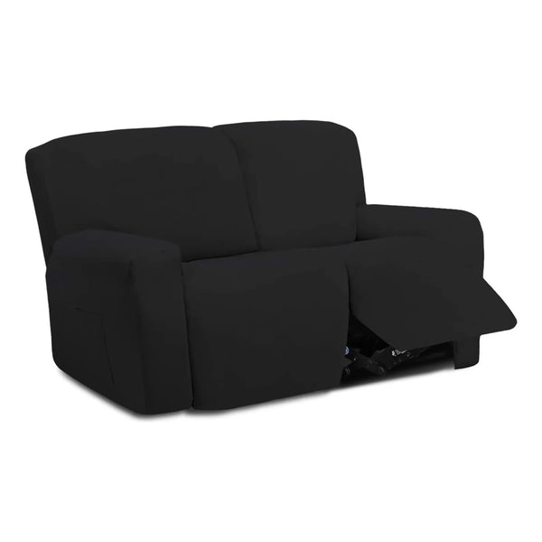 Funda Elastica Microfibra Reclinable 2 Cuerpos 6 Piezas Negra Proteccion Suave Y Lavable