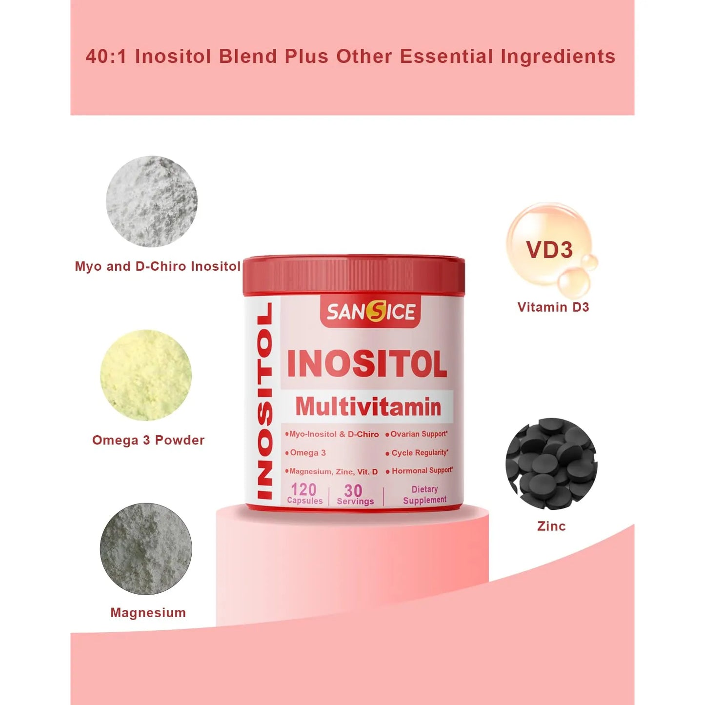Cápsulas Multivitamínicas De Inositol 2000 Mg Mioinositol Y 50 Mg DChiro Inositol 40 1 Para Salud Femenina 120 Cápsulas