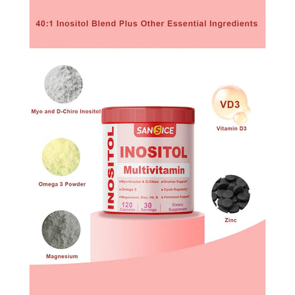 Cápsulas Multivitamínicas De Inositol 2000 Mg Mioinositol Y 50 Mg DChiro Inositol 40 1 Para Salud Femenina 120 Cápsulas
